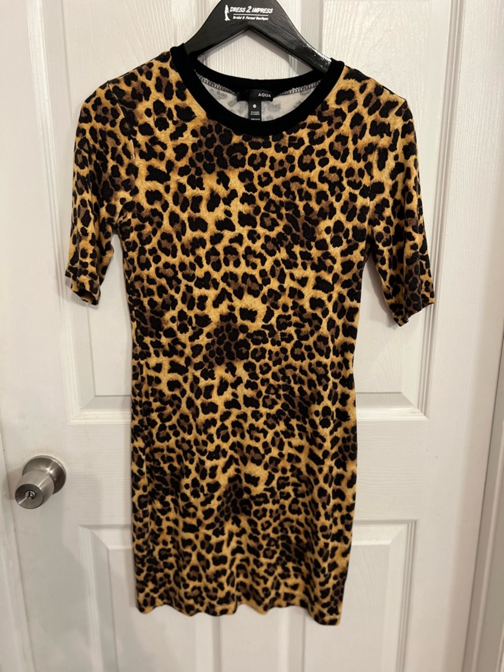 Aqua Leopard Print Mini Dress - Black & Brown